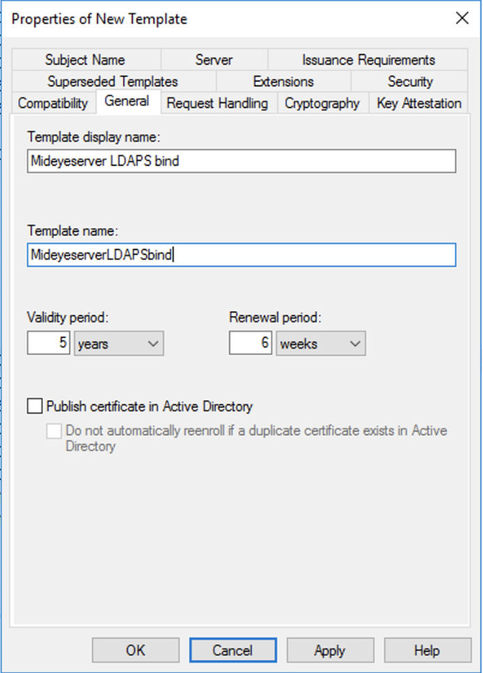 Change the validity time of the new tempalate