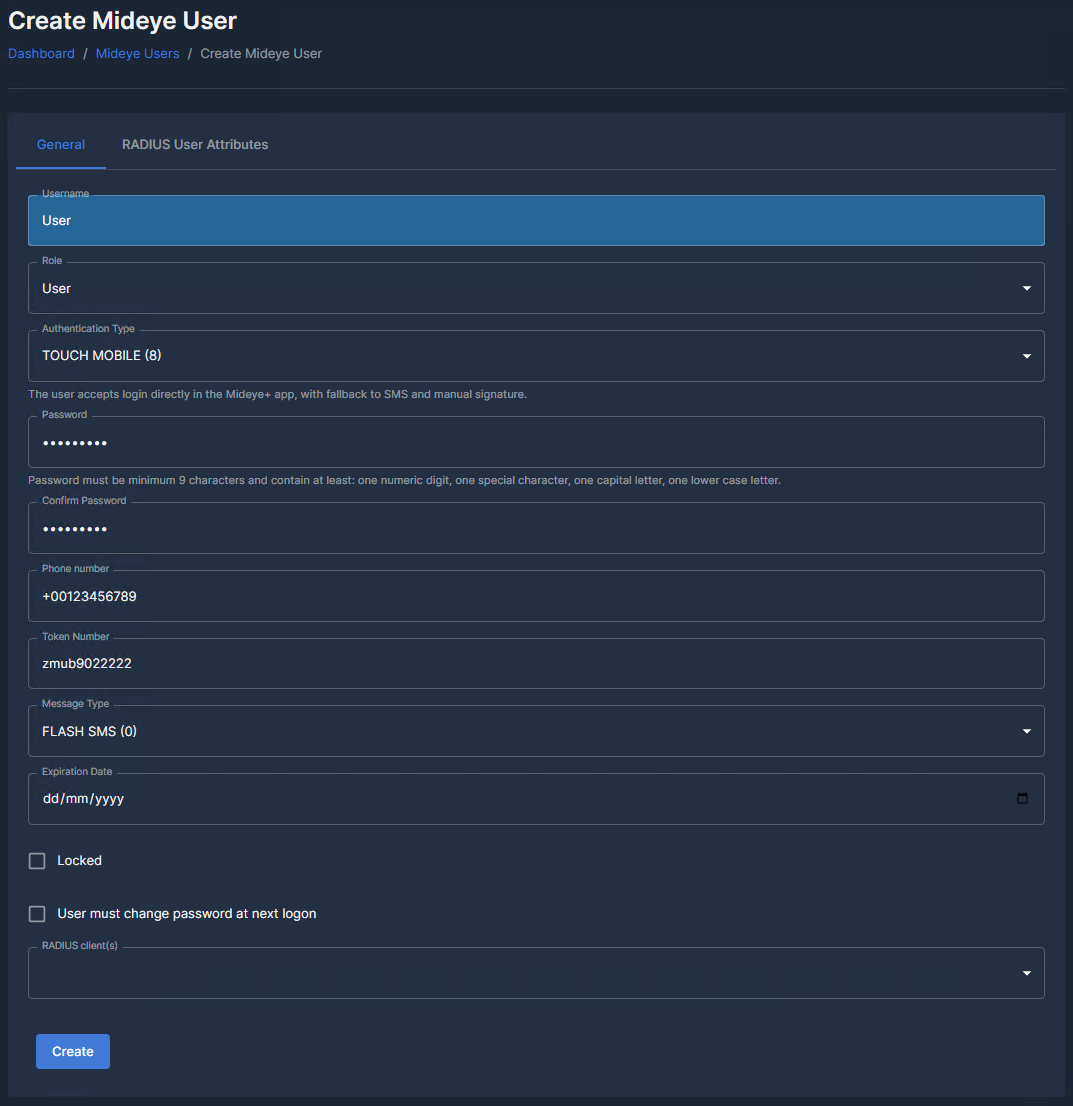 Sample Database User Configuration